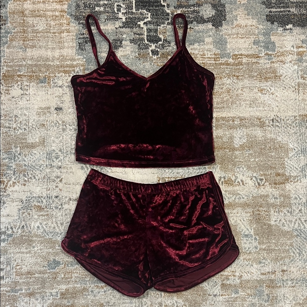 ‼️ Velvet Burgundy Sleepwear Set ‼️